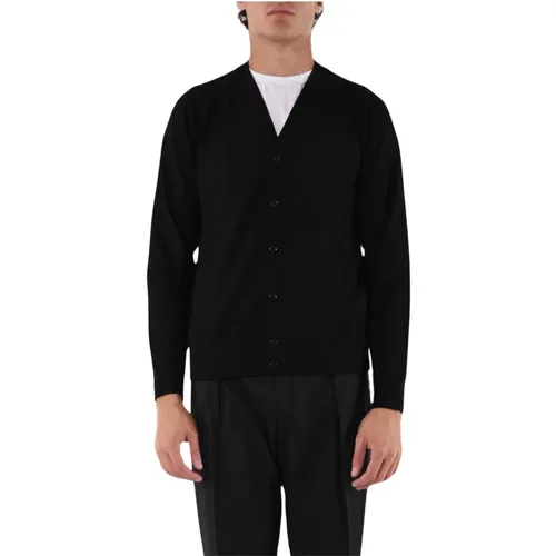 Button-up Wool Cardigan , male, Sizes: M, L - Paolo Pecora - Modalova