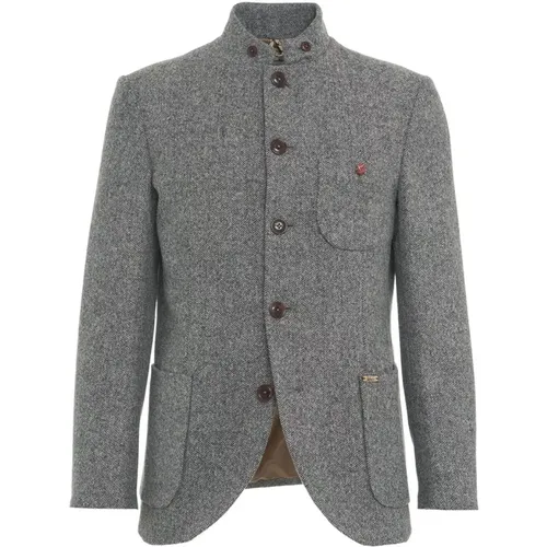 Grey Herringbone Blazer Elevate Style , male, Sizes: L, 2XL - Luis Trenker - Modalova