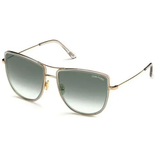 Golden Frame with Gray Gradient Lens , female, Sizes: 59 MM - Tom Ford - Modalova