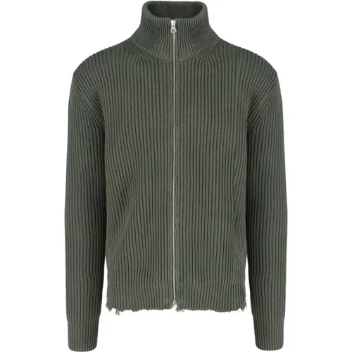 Zip Cardigan Ribbed Cotton , male, Sizes: M, S - MM6 Maison Margiela - Modalova