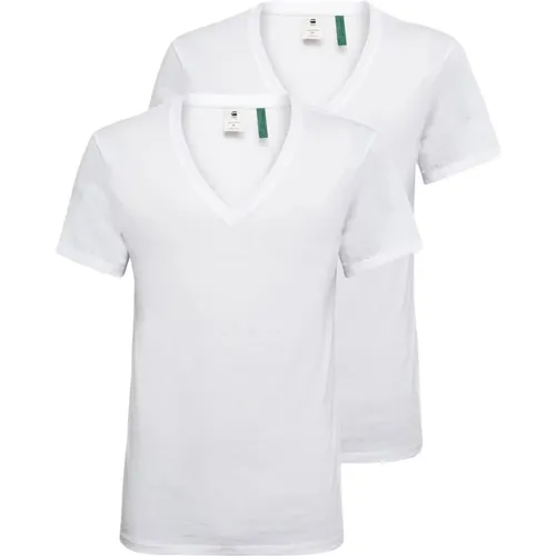T-Shirt 2 Pack V-Neck T-Shirts 2er Pack Basic V-Ausschnitt Rib Jersey , Herren, Größe: 2XL - G-Star - Modalova