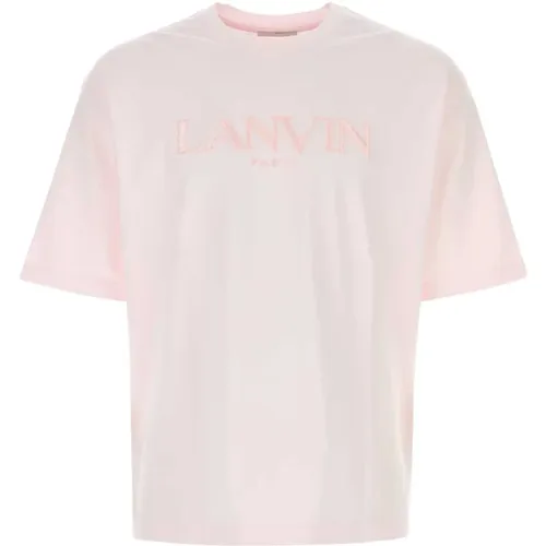 Pastellrosa Baumwoll T-Shirt , Herren, Größe: M - Lanvin - Modalova