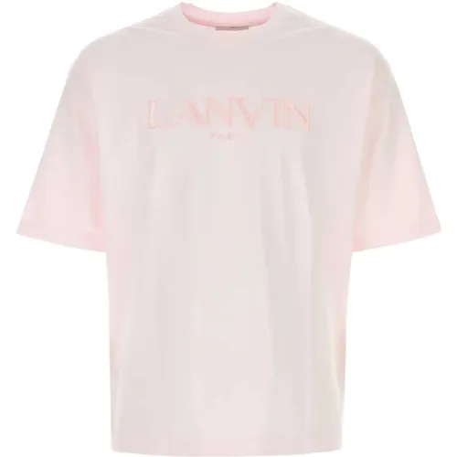 Pastellrosa Baumwoll T-Shirt , Herren, Größe: S - Lanvin - Modalova