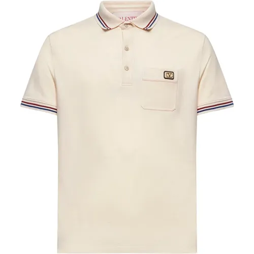 Gestreiftes Poloshirt Beige Baumwollpiqué , Herren, Größe: XL - Valentino - Modalova