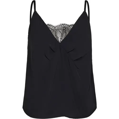 Schwarzes Top mit Spitzen-Detail , Damen, Größe: L - Co'Couture - Modalova