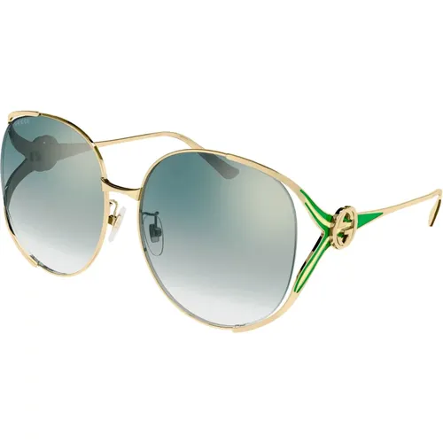 Stylische Sonnenbrille,Gold/Green Shaded Sunglasses,Gold/Grau getönte Sonnenbrille - Gucci - Modalova