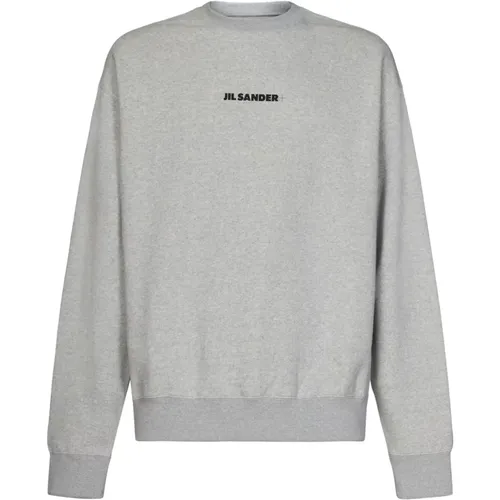 Grey Ribbed Sweater with Logo Print , male, Sizes: L, S, XL, M - Jil Sander - Modalova