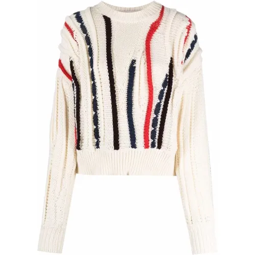 Striped Wool Sweater with Round Neck , female, Sizes: L - Golden Goose - Modalova