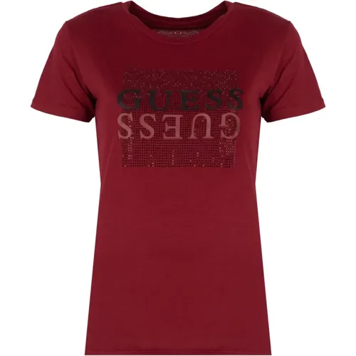 Elegantes Rundhals T-Shirt , Damen, Größe: XS - Guess - Modalova