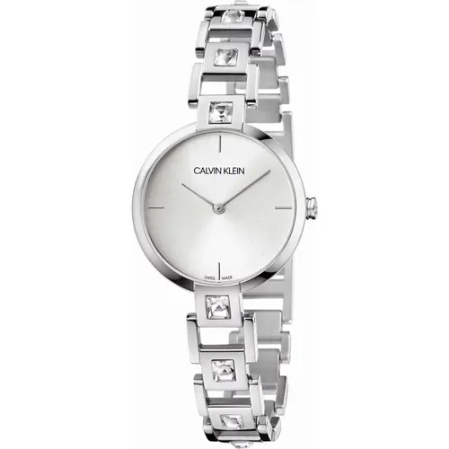 Damen Silber Zifferblatt Stahl Uhr , Damen, Größe: ONE Size - Calvin Klein - Modalova