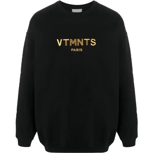 Schwarzer Sweatshirt mit Besticktem Logo - Vtmnts - Modalova