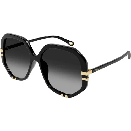 Schwarze Sonnenbrille , Damen, Größe: 55 MM - Chloé - Modalova