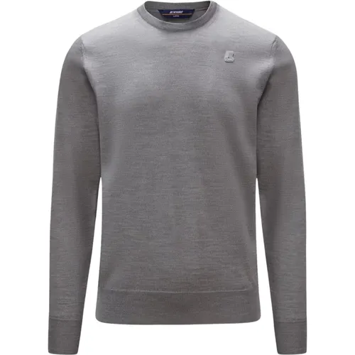 Grauer Wollpullover Regular Fit , Herren, Größe: XL - K-way - Modalova