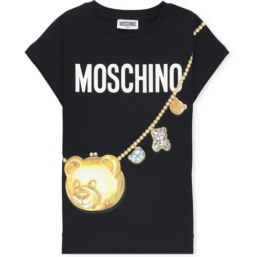 Schwarzes Mädchen-T-Shirt mit Druck - Moschino - Modalova