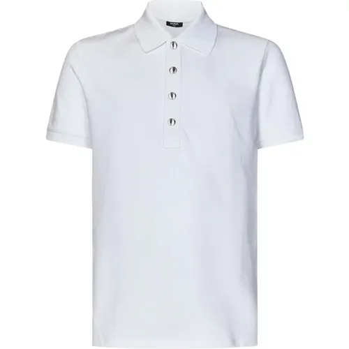 Weißes Monogramm Poloshirt , Herren, Größe: L - Balmain - Modalova