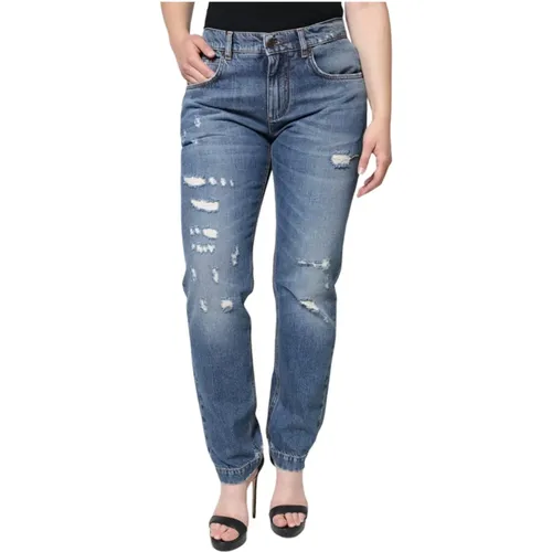 Zerrissene Boyfriend Denim Jeans Reißverschluss - Dolce & Gabbana - Modalova