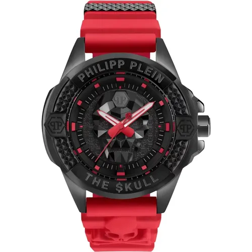 Skull Watch Red Silicone Band , male, Sizes: ONE SIZE - Philipp Plein - Modalova