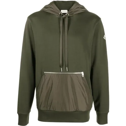 Jersey Hooded TOP Size: M, colour: Khak , male, Sizes: M - Moncler - Modalova