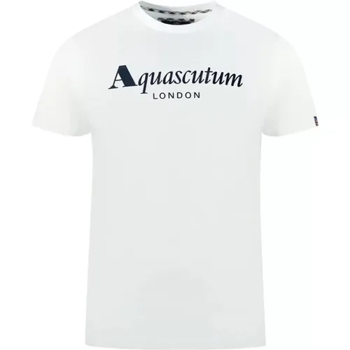 Baumwoll-T-Shirt mit Union Jack Flagge , Herren, Größe: L - Aquascutum - Modalova