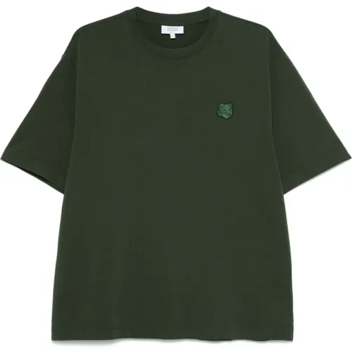 Grüne T-Shirts und Polos , Herren, Größe: L - Maison Kitsuné - Modalova