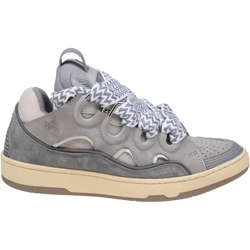 Grey Sneakers in Leather and Suede , male, Sizes: 7 UK, 10 UK, 8 UK, 6 UK, 9 UK - Lanvin - Modalova