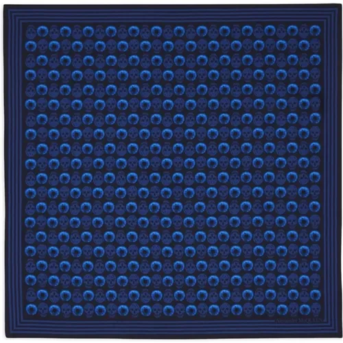 Blauer Seidenschal mit Grafischem Muster , Damen, Größe: ONE Size - alexander mcqueen - Modalova