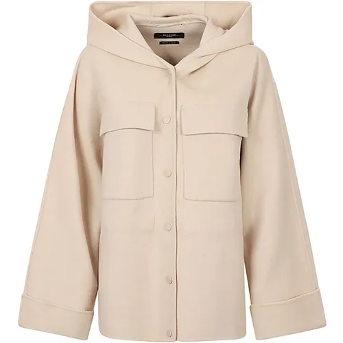 Wool Double-Breasted Jacket with Elastic Waist , female, Sizes: L, M - Max Mara Weekend - Modalova