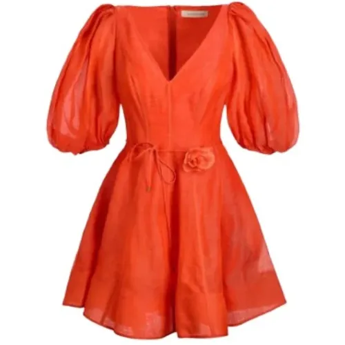 Tomato Red Short Summer Fashion Dress , female, Sizes: S - Zimmermann - Modalova