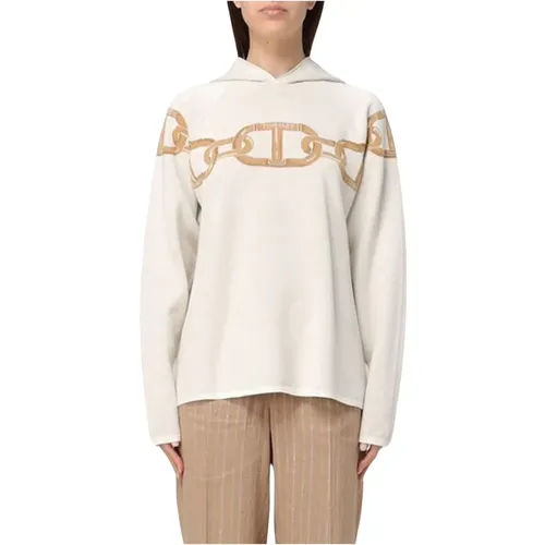 Jacquard Chains Snow and Lurex Sweater , female, Sizes: XS - Twinset - Modalova