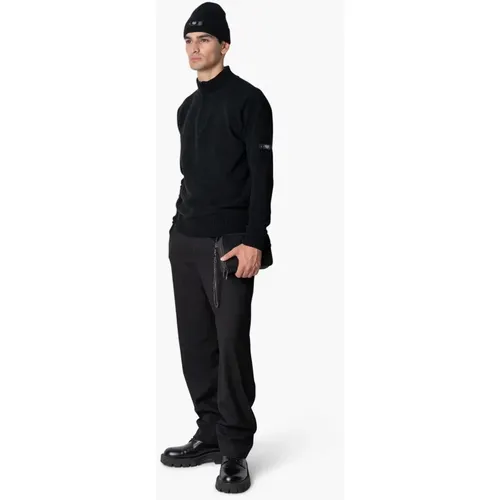 Combat Gestrickter Halfzip Pullover Schwarz , Herren, Größe: 2XL - Quotrell - Modalova