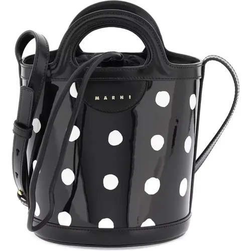 Bucket Bag aus Lackleder mit Polka Dot Muster - Marni - Modalova