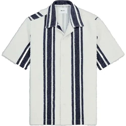 Striped Open Collar Shirt , male, Sizes: L, XL, M - Nn07 - Modalova
