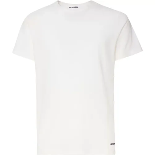 Besticktes Logo Weißes T-Shirt , Herren, Größe: L - Jil Sander - Modalova