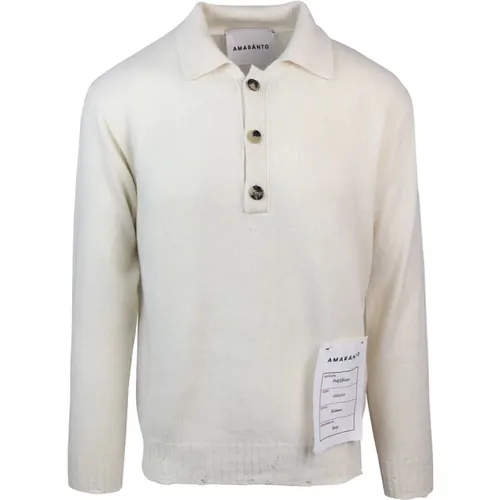 Luxury Wool Cashmere Polo Sweater , male, Sizes: XL - Amaránto - Modalova