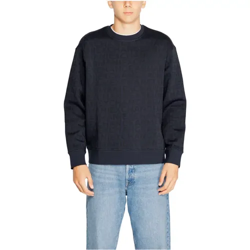 Blauer Bedruckter Sweatshirt Herren Herbst/Winter , Herren, Größe: XL - Armani Exchange - Modalova