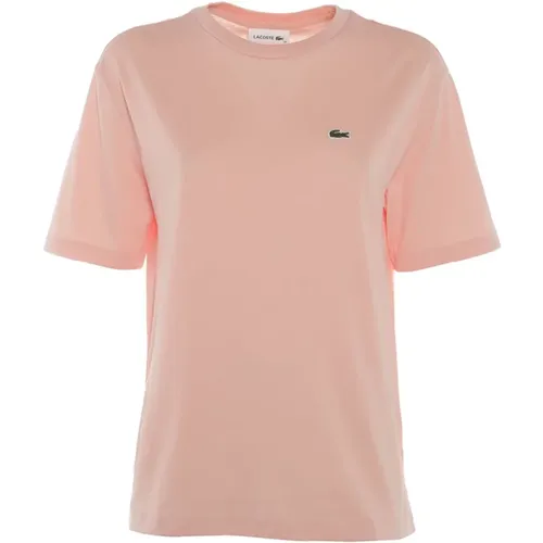 Bequemes und stilvolles Damen T-Shirt in wunderschönem Rosa , Damen, Größe: XL - Lacoste - Modalova