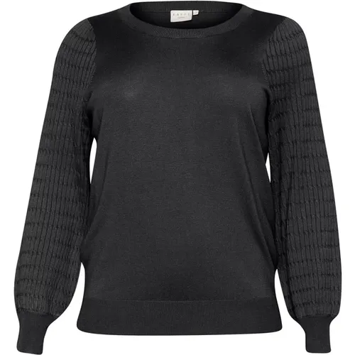 Schwarze Auster Strickpullover Pullover , Damen, Größe: XL - Kaffe Curve - Modalova