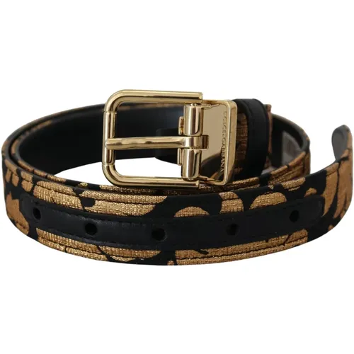 Multicolor Jacquard Leather Logo Belt , male, Sizes: 75 CM - Dolce & Gabbana - Modalova