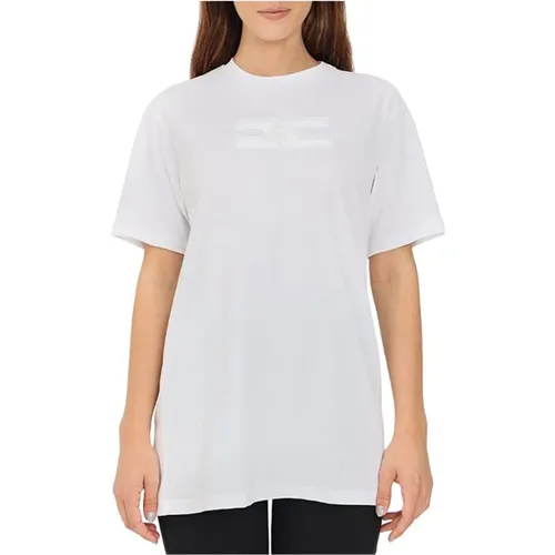 T-Shirt mit geprägtem Logo , Damen, Größe: M - Elisabetta Franchi - Modalova