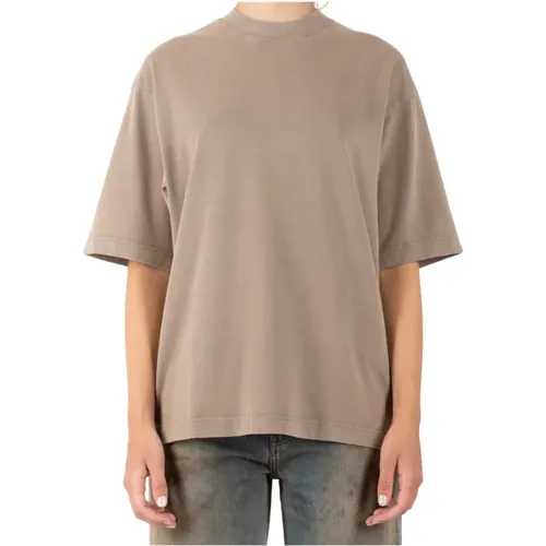 Braunes T-Shirt mit lockerer Passform , Damen, Größe: S - Acne Studios - Modalova