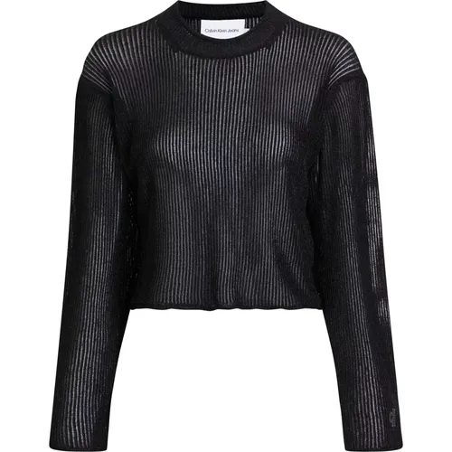 Schwarzer Metallic-Pullover Qualität Garantiert , Damen, Größe: XS - Calvin Klein - Modalova