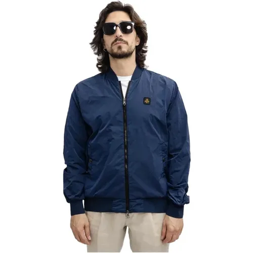 Lightweight Nylon Bomber Jacket with Zip Closure and Ribbed Trims , male, Sizes: S, M - RefrigiWear - Modalova