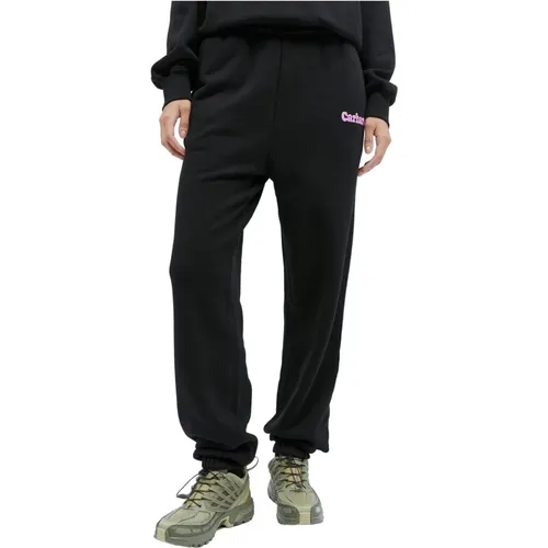 Baumwollfleece Track Pant mit Logo , Damen, Größe: M - Carhartt WIP - Modalova