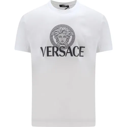 Iconic Print Jersey Baumwoll T-Shirt - Versace - Modalova