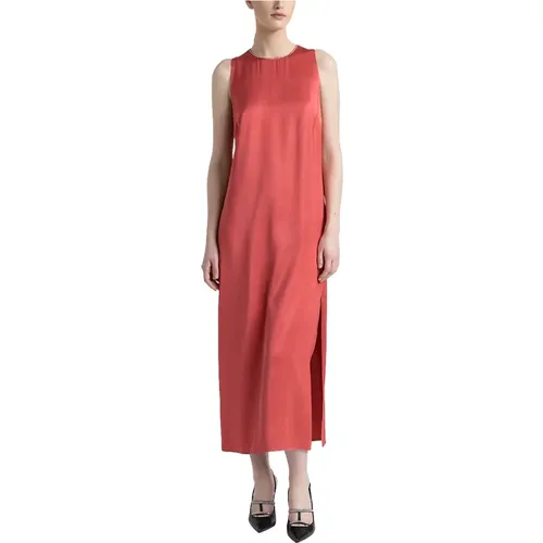 Viskose Satin langes Kleid , Damen, Größe: XS - PESERICO - Modalova