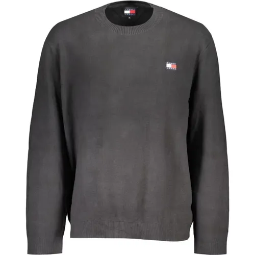 Schwarzer Baumwollpullover mit Stickerei , Herren, Größe: M - Tommy Hilfiger - Modalova