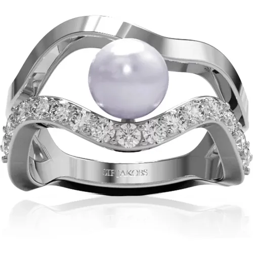 Eleganter Perlen Zirkonia Silberring , Damen, Größe: 54 MM - Sif Jakobs Jewellery - Modalova