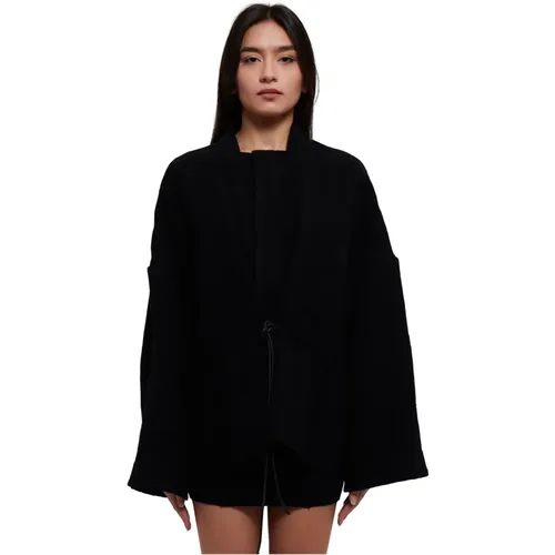 Wool Cape Jacket with Belt and Snap Button Fastening , female, Sizes: ONE SIZE - Rick Owens - Modalova