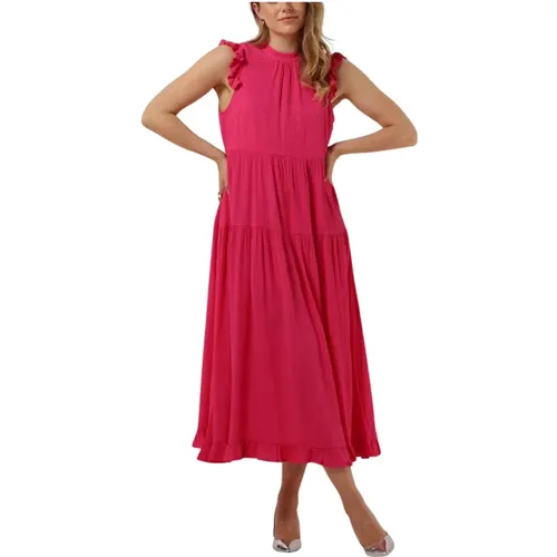 Fuchsia Maxikleid mit Langen Ärmeln , Damen, Größe: L - Y.A.S - Modalova