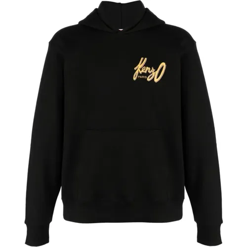 Schwarzer Logo Baumwollhoodie , Herren, Größe: M - Kenzo - Modalova